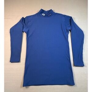Under Armour Men's Long Sleeve‎ Mock Neck Coast Guard Logo Shirt LG Blue